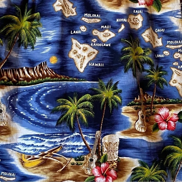 RJC Made in Hawaii Hibiscus Hawaiian Islands Camp Button Down Shirt - Picture 6 of 10